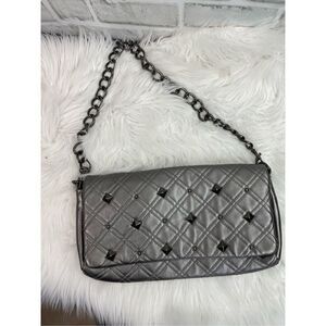 Kate Landry Plaid Silver Pattern Metal Studs Animal Print Inside Shoulder Bag